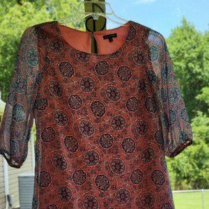 As U Wish Paisley Dress, Small Navy Blue/Pink